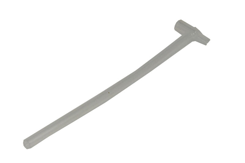 A long, light gray plastic tool with a cylindrical shaft and a T-shaped handle, likely used for manual adjustments or turning mechanisms. Similar to the uncomplicated design of the DeLonghi Right Angle Water Outlet Tube (Model: 5313200874), the tool appears straightforward and lacks intricate design features.