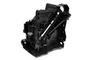 A DeLonghi automotive part in hard black plastic, known as the Left Frame (product code 5313281441), features a complex structure with multiple compartments, cutouts, and structural reinforcements. It has an angular shape with various connectors and mounting points, resembling a component of the vehicle's body frame or engine bay assembly.