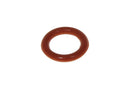 A close-up of the DeLonghi Parts: Seal : 535692, a red rubber O-ring with a smooth surface, viewed against a plain white background. The circular DeLonghi seal appears to be small in size and uniformly thick throughout its circumference.