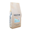 Equator Coffee Roasters offers a beige bag labeled with colorful art, featuring the slogan "Freakin' Good Coffee." This organic, fair-trade coffee is ideal for espresso enthusiasts. The 908g/2lb package stands upright against a white background.