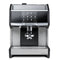 The image showcases the modern Eversys Cameo Coffee & Tea Core Espresso Machine C'2c (Tempest). It features a sleek, brushed stainless steel design paired with black plastic accents. The front panel includes a digital display with button icons for various coffee types and incorporates an efficient e’Levelling brewing unit. At the bottom, you'll find the drip tray.