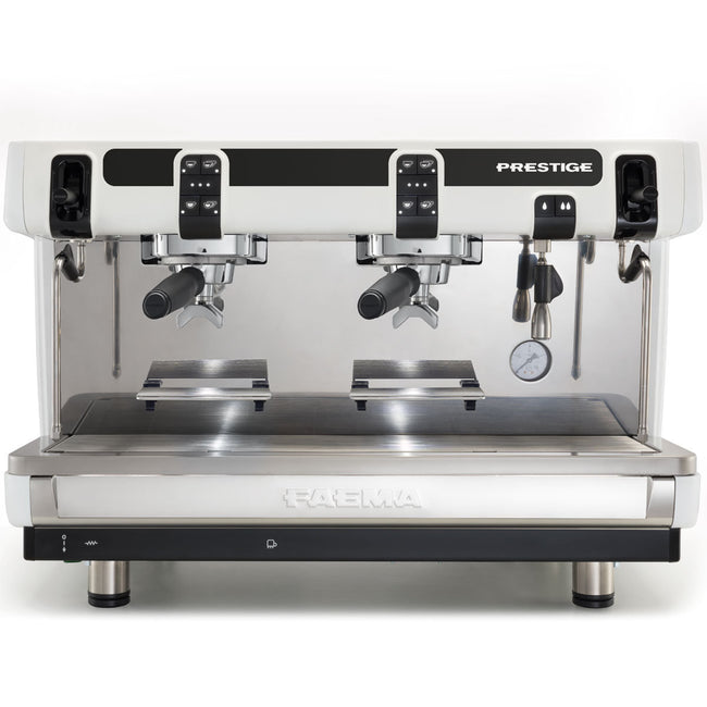 Faema Prestige Compact 2 Group Head Tall Cup Autosteam 208V Espresso Machine F01-UR210Z9BFDDGA (White)