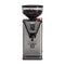 The Gaggia MDF 55 Grinder is a stainless steel coffee grinder with a clear bean hopper on top, filled with coffee beans. It features a 55mm burr grinder and Silent-Grind Technology. The digital display panel and control buttons are located on the front, along with a portafilter holder below. The brand name "Gaggia" is prominently displayed on the front.