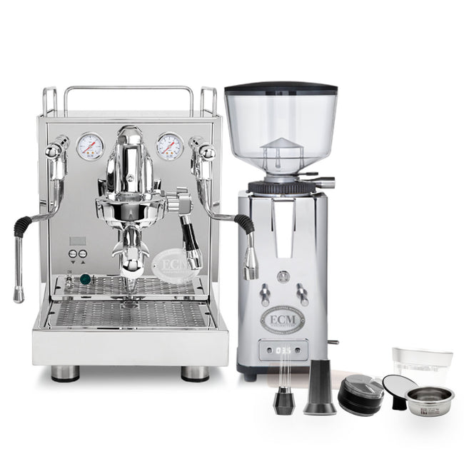 BOXING DAY PROMOTION | ECM Mechanika Max Heat Exchanger (HX) Espresso Machine with PID, ECM S-Automatik 64 Burr Grinder (Stainless Steel) & Barista Tools Bundle