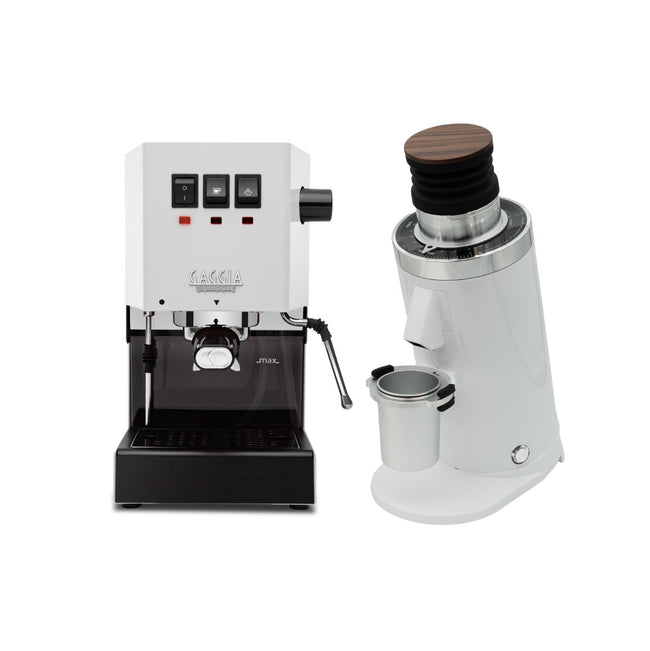 Gaggia Classic Evo Pro White & DF64 Gen 2 Grinder w/ DLC Burrs (White) Bundle