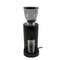 The **DF83 ELR Single Dose Coffee Grinder With DLC Burrs (Black)** by **DF Grinders** is a sleek and modern appliance featuring 83mm DLC burrs. Its design includes a transparent bean hopper on top, stepless adjustment for precise grinding, and a small clear container at the bottom to catch ground coffee. The cylindrical body and rear power cable complete its sophisticated look.