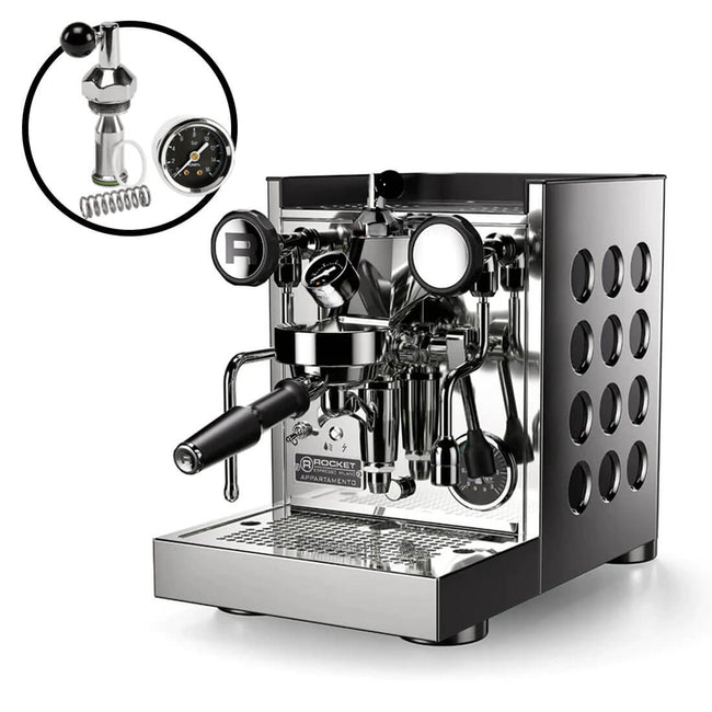 Rocket Appartamento TCA Espresso Machine with Flow Control RE502A3B12 (Stainless Steel - Black)