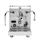 The Profitec Pro 600 Dual Boiler & Quick Steam Espresso Machine, featuring an E61 group head, PID temperature control with flow control, pressure gauge, steam wand, and hot water dispenser. The stainless steel machine has a polished exterior with a cup warmer on top and control knobs for brewing and steaming functions.