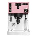 A Rancilio Silvia Pro X Dual Boiler Espresso Machine with PID (Pink) featuring multiple control buttons, a digital display showing "93", dual boilers for simultaneous brewing and steaming, a steam wand, a pressure gauge, and a drip tray.