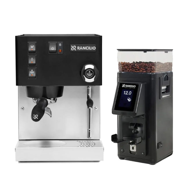 Rancilio Silvia M V6 Espresso Machine (Limited Edition Black and Stainless Steel) and Rancilio Stile Grinder Machine Bundle