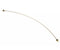 The Delonghi Parts: Tube with Two Sockets 5513212901, designed by DeLonghi, features a long, slightly curved white hose with brass connector fittings on both ends. Shown against a plain white background, this OEM Original Part is made specifically for Delonghi appliances to ensure a perfect fit and reliable performance.