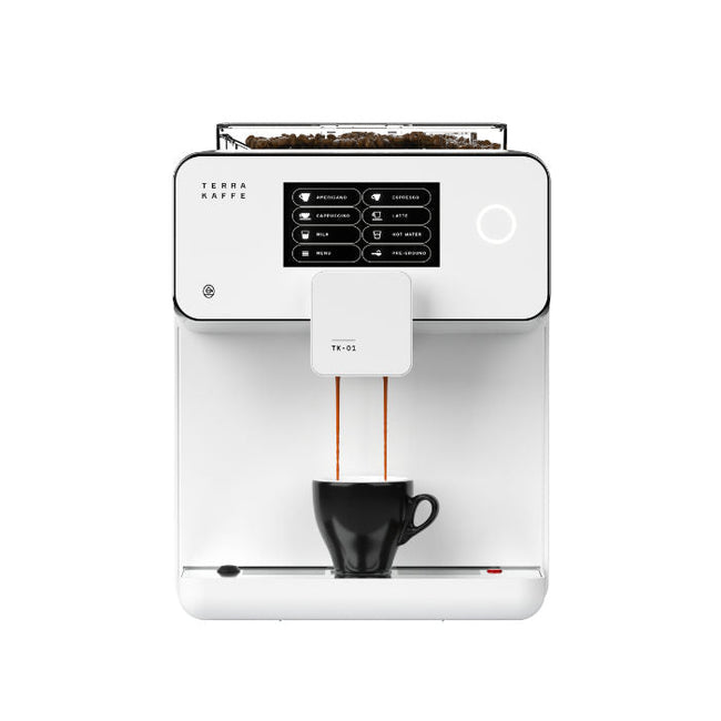 Terra Kaffe TK-01 Super Automatic Espresso, Cappuccino, & Latte Machine (White) - OPEN BOX (3298)